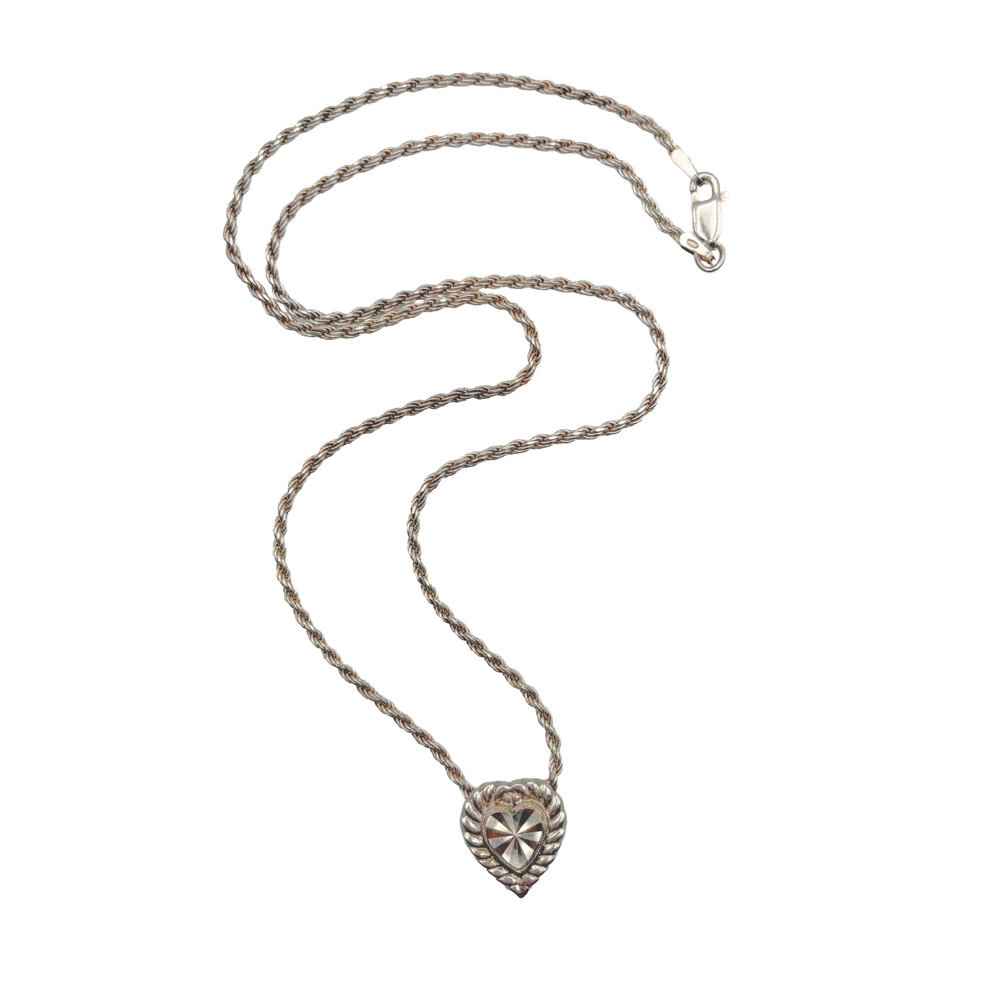 Vintage Sterling Heart Slider Necklace