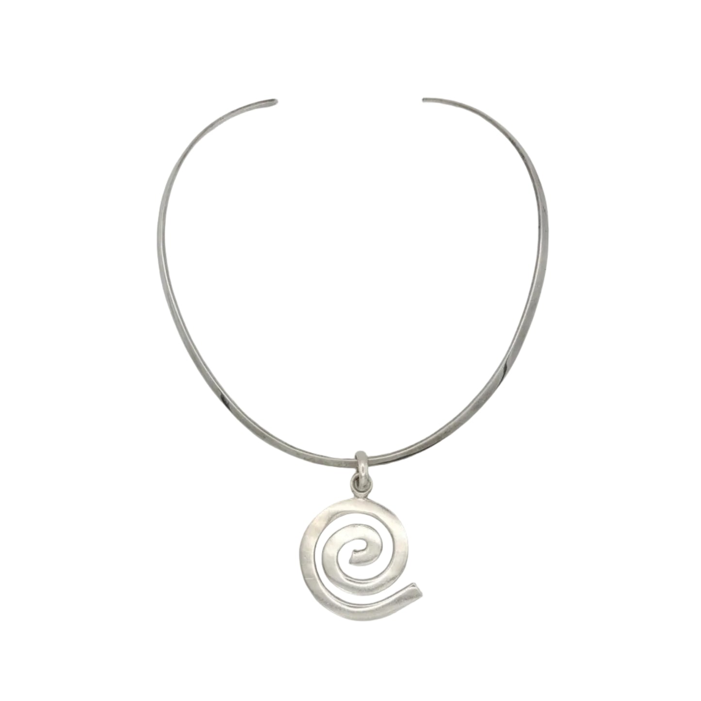 Vintage Sterling Choker Torque Swirl Necklace