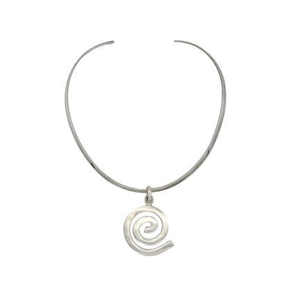 Vintage Sterling Choker Torque Swirl Necklace