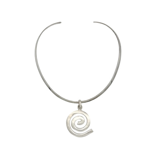 Vintage Sterling Choker Torque Swirl Necklace