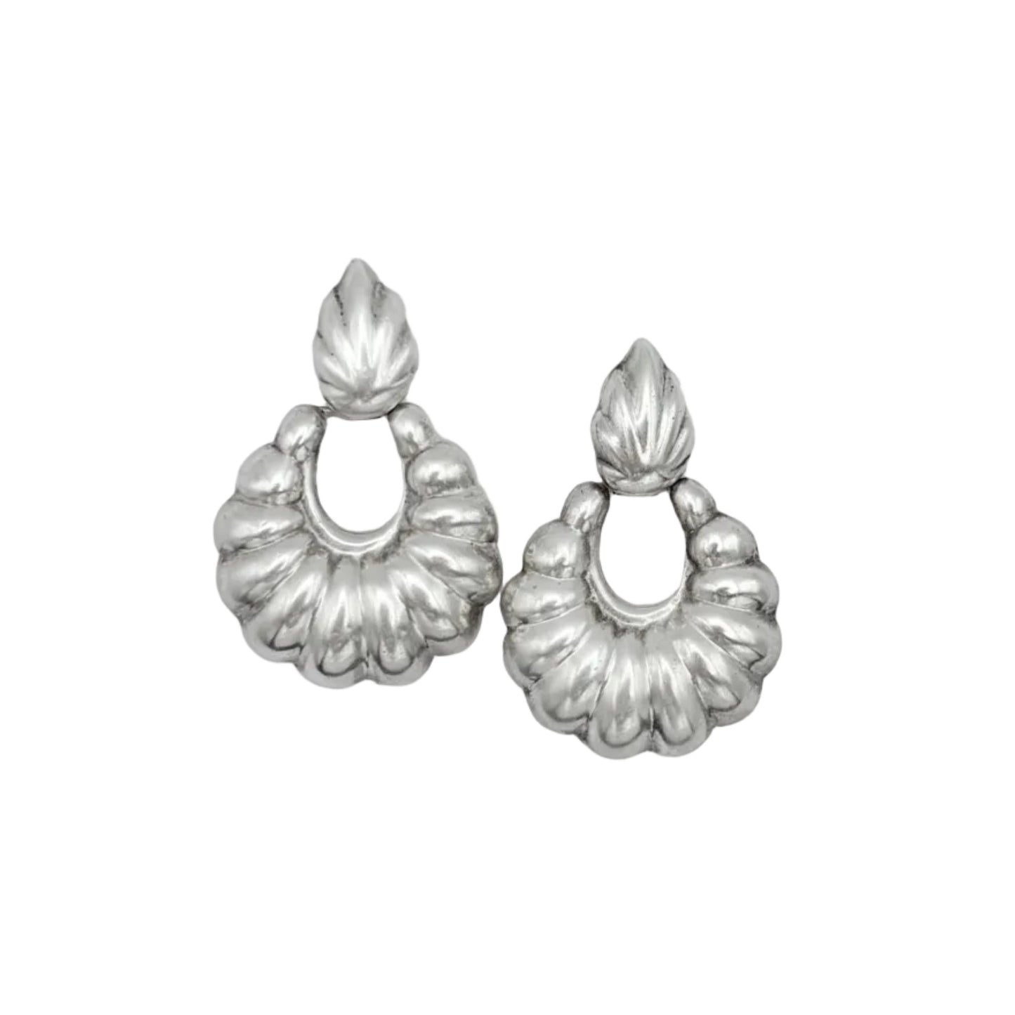 Vintage Sterling Textured Door Knocker Earrings