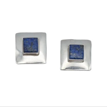 Vintage Sterling Lapis Square Earrings