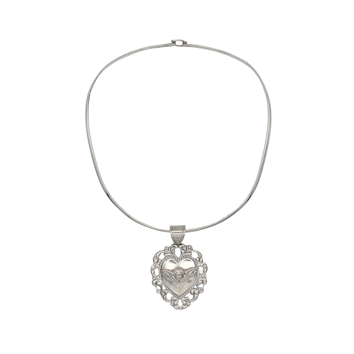 Vintage Sterling Cherub Heart Torque