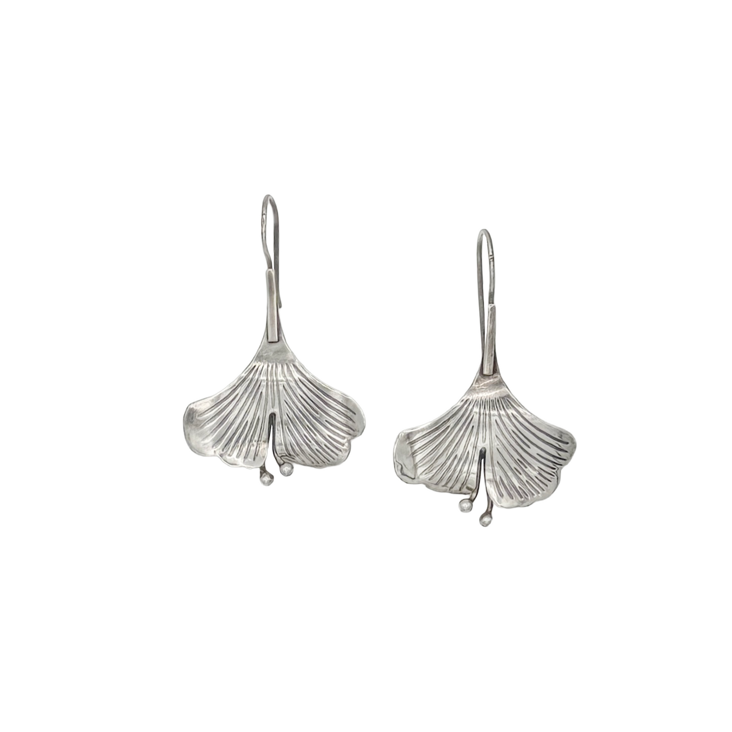 Vintage Sterling Gingko Leaf Earrings