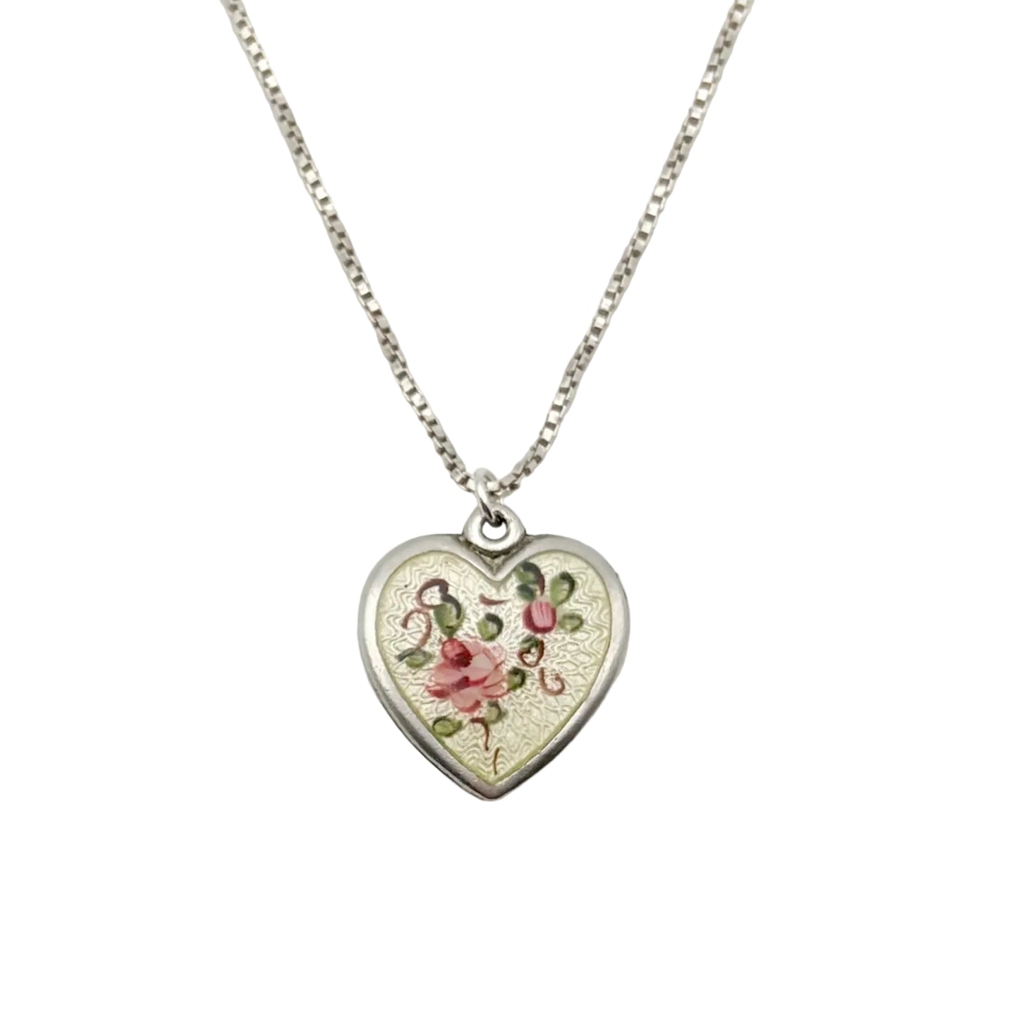Vintage French Enamel Guilloche Necklace