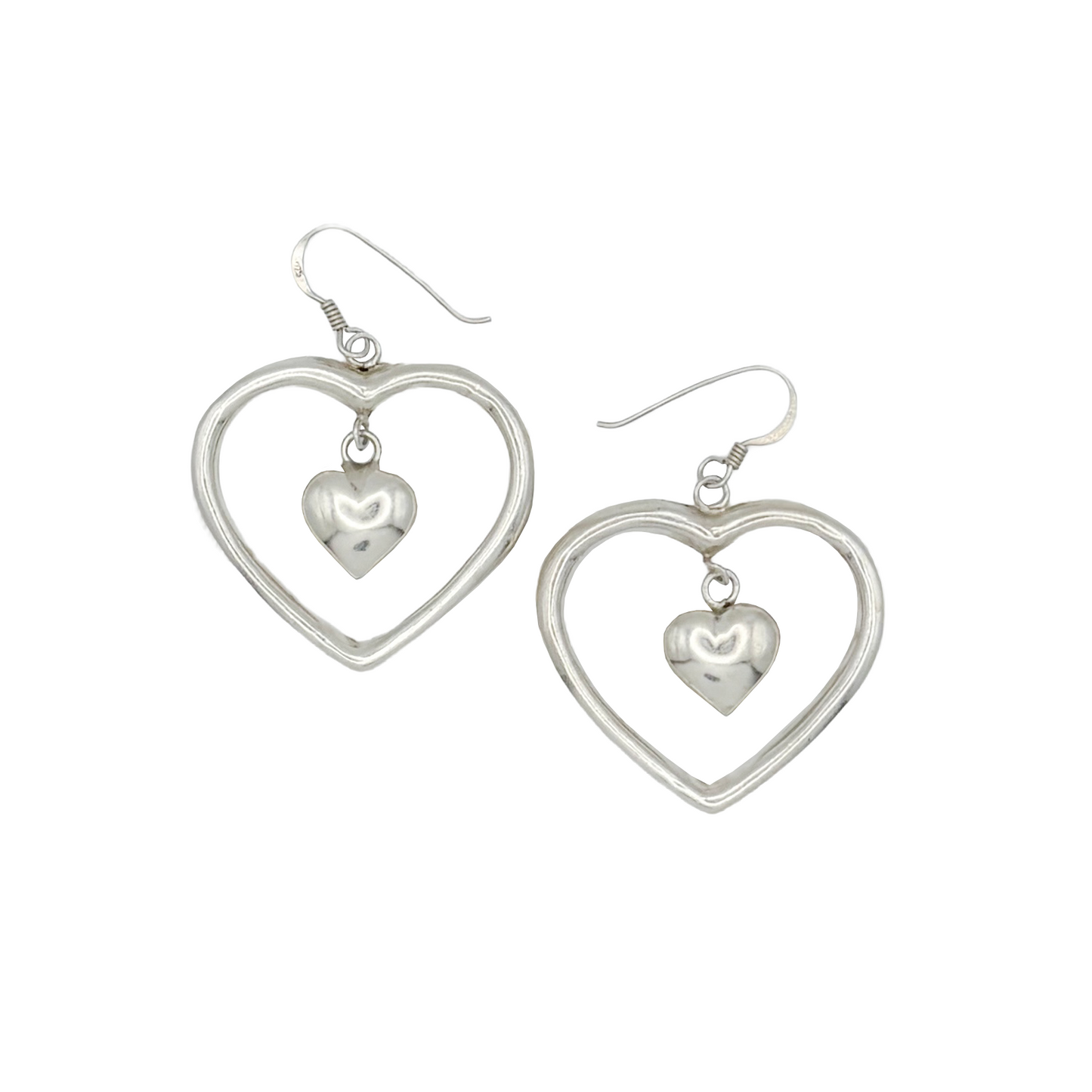 Vintage Sterling Heart Dangles