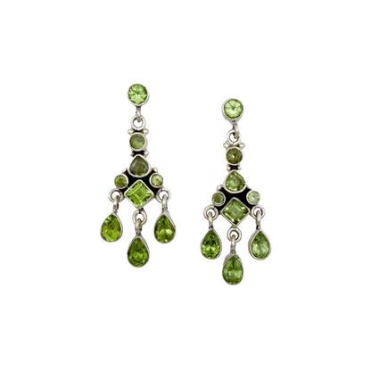 Vintage Sterling Peridot Chandelier Drop Earrings