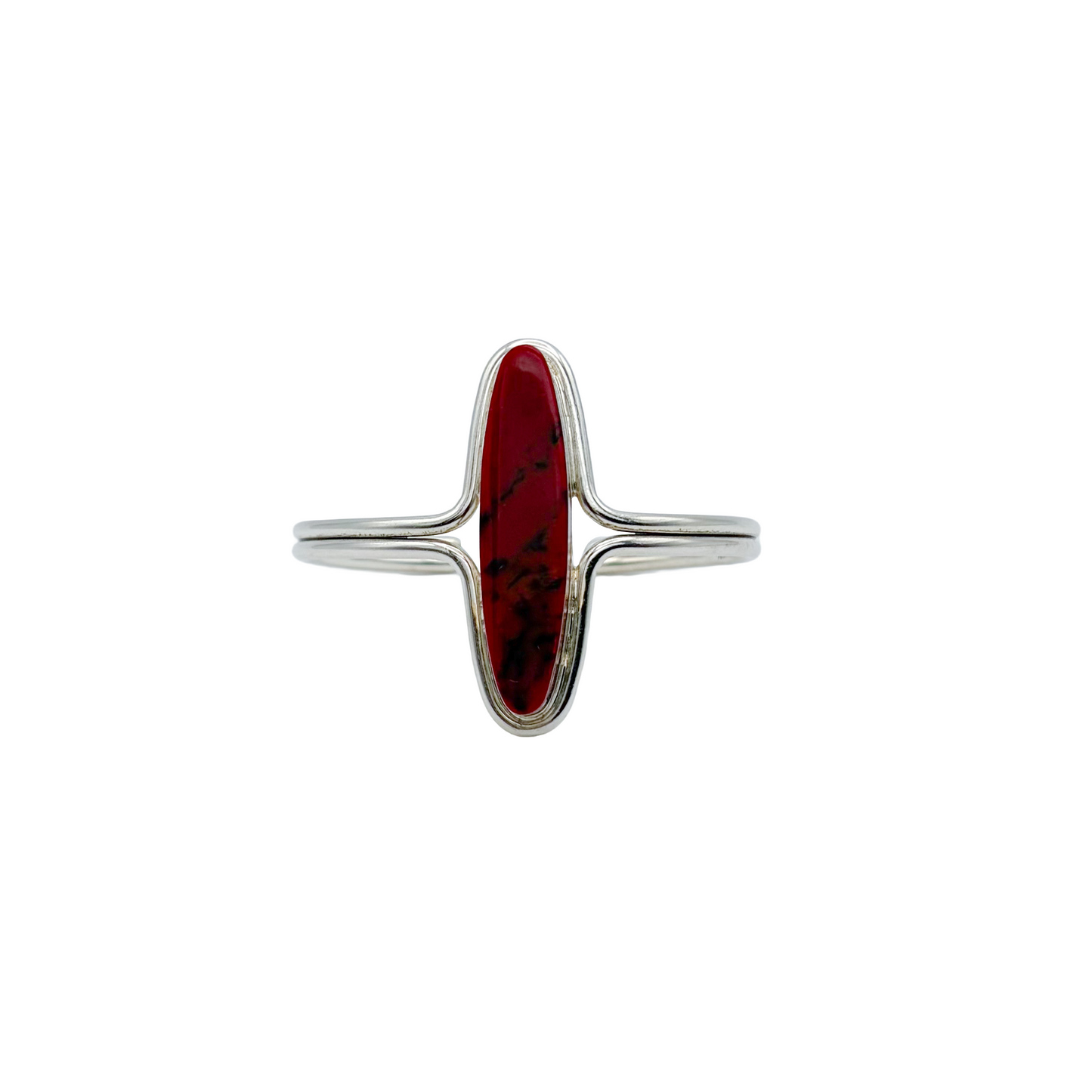 Vintage Sterling Red Jasper Cuff Bracelet