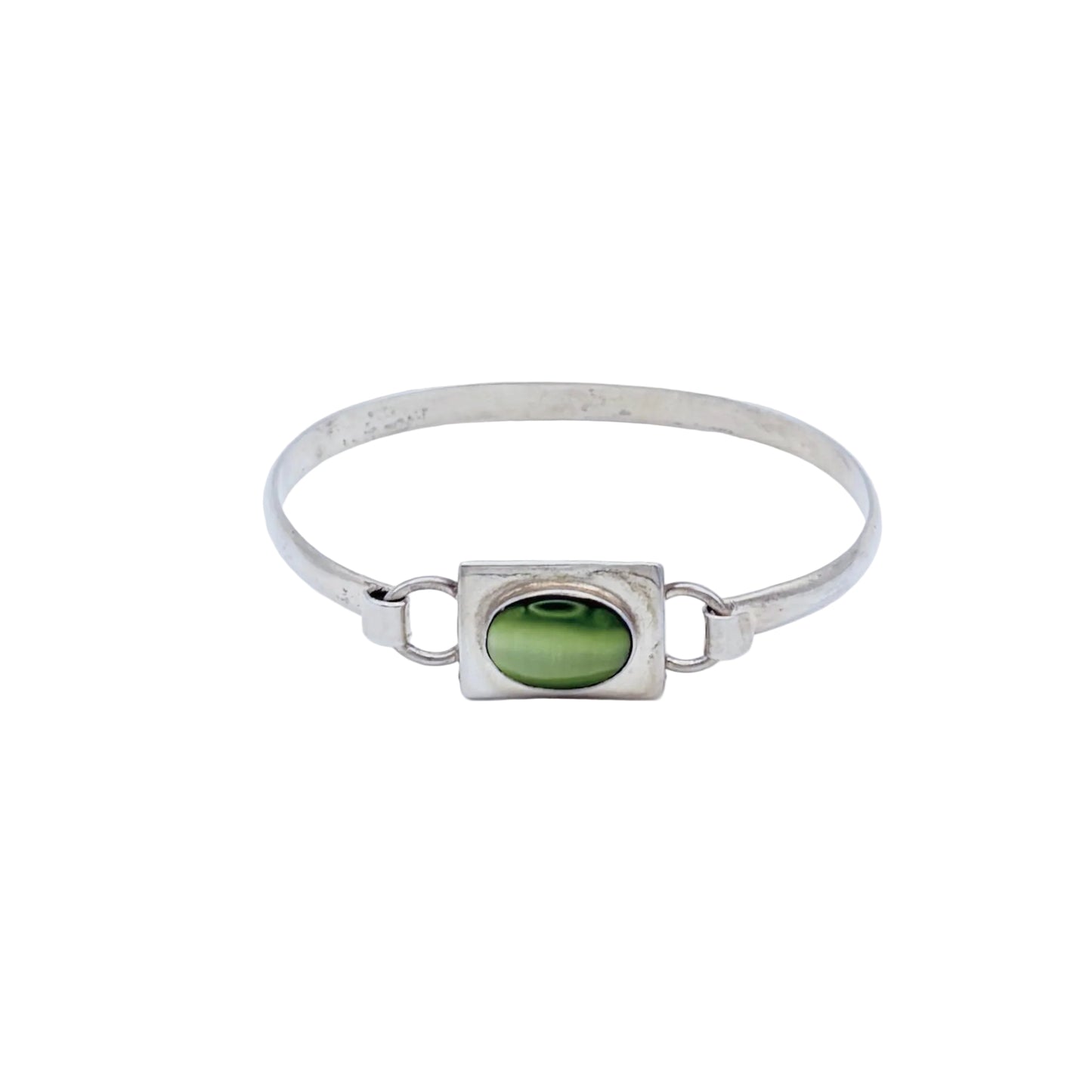 Vintage Sterling Green Cats Eye Bracelet