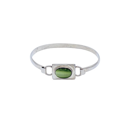 Vintage Sterling Green Cats Eye Bracelet