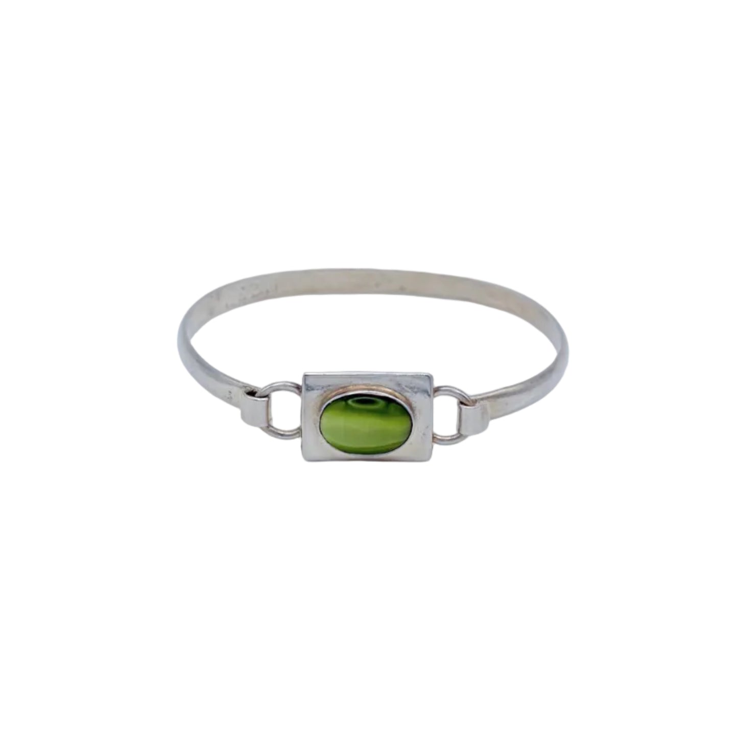 Vintage Sterling Green Cats Eye Bracelet