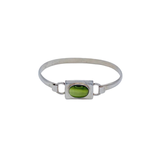 Vintage Sterling Green Cats Eye Bracelet