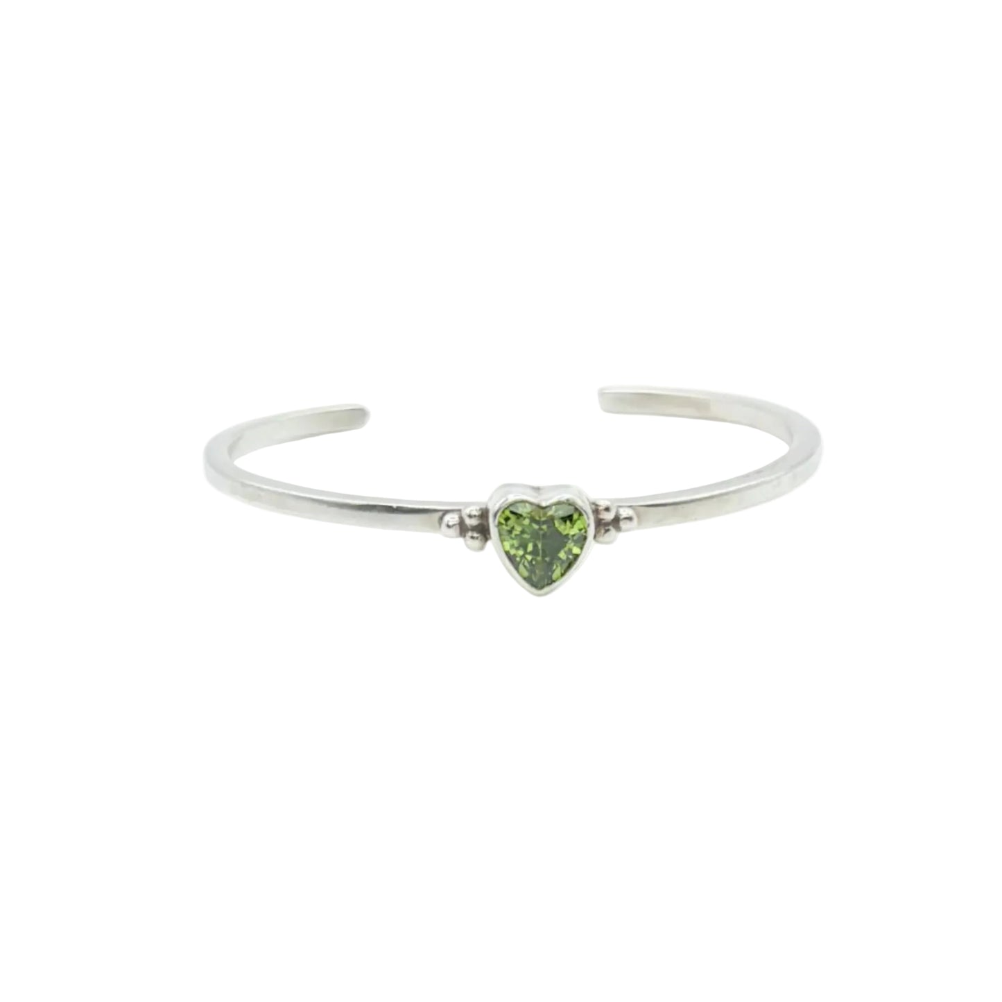 Vintage Sterling Peridot Hear Cuff Bracelet