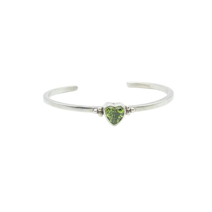 Vintage Sterling Peridot Hear Cuff Bracelet