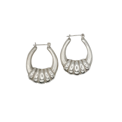 Vintage Sterling Textured Puffy Hoops