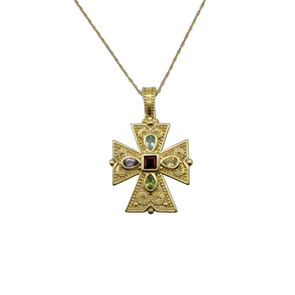 Vintage Sterling Gold Vermeil Cross Necklace