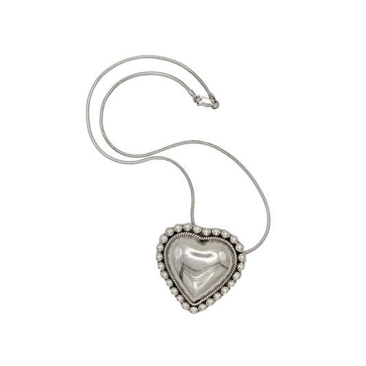 Vintage Sterling Puffy Heart Necklace
