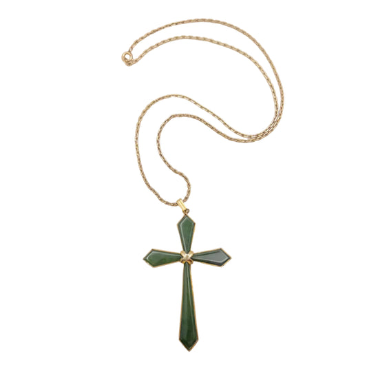 Vintage Gold Filled Statement Cross Necklace