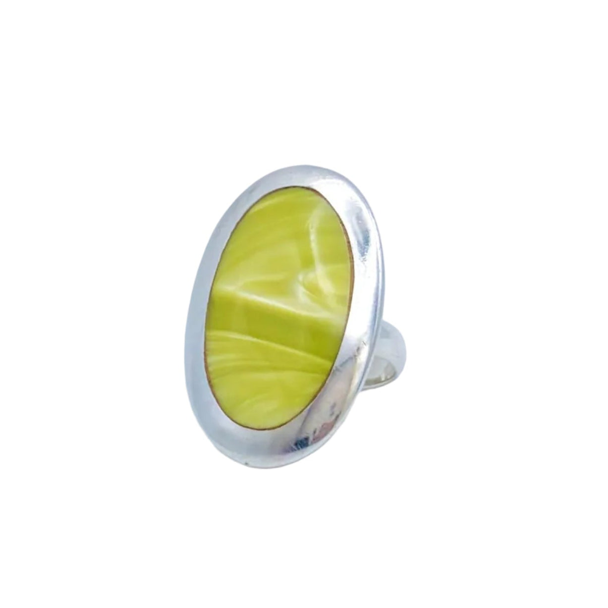 Vintage Sterling Chartreuse Stone Ring