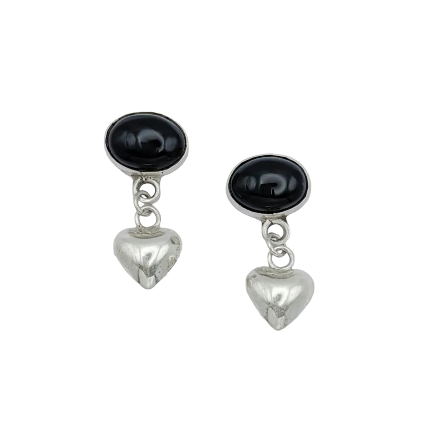 Vintage Sterling Onyx Drop Earrings