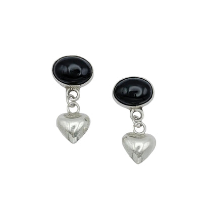 Vintage Sterling Onyx Drop Earrings