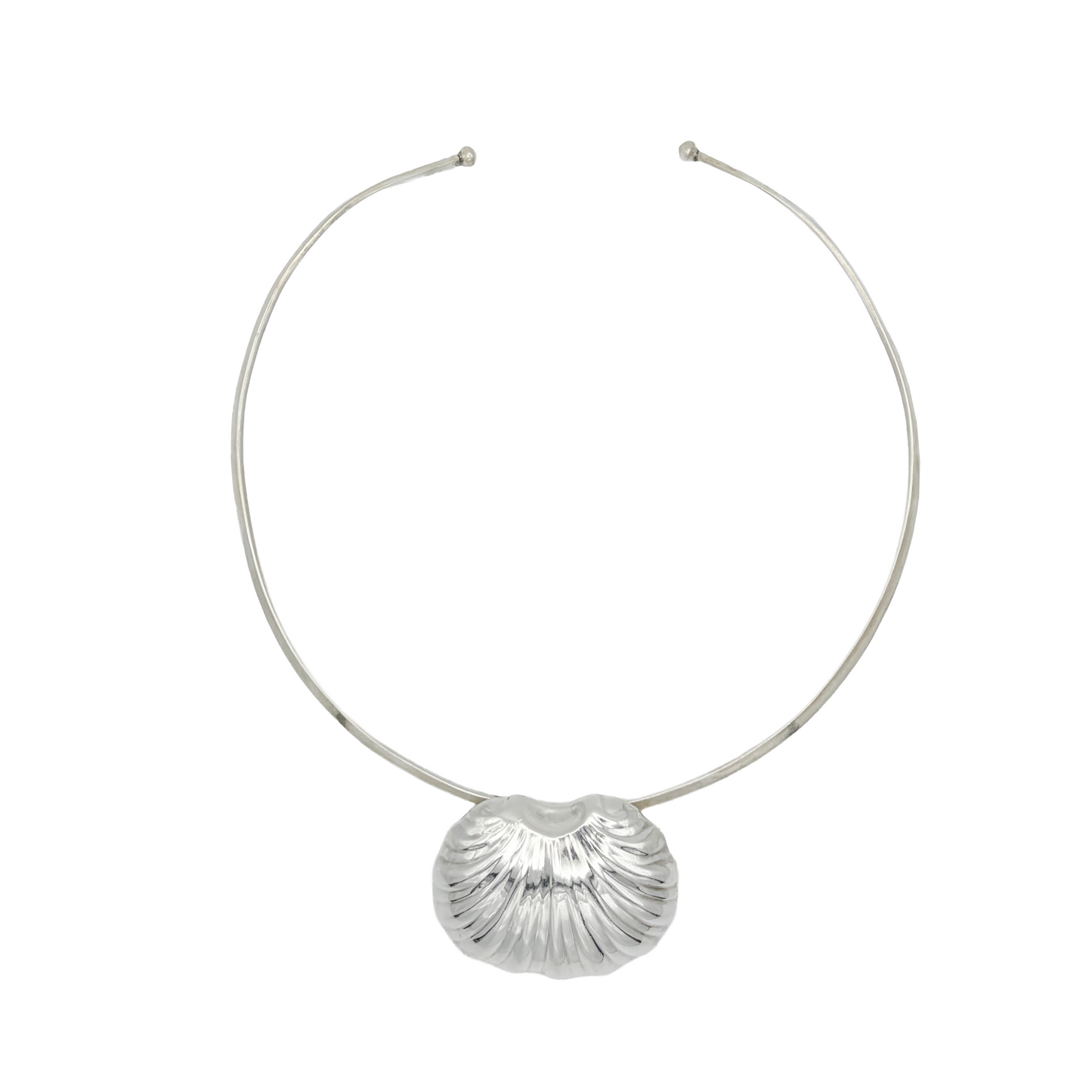 Vintage Sterling Statement Shell Torque Necklace