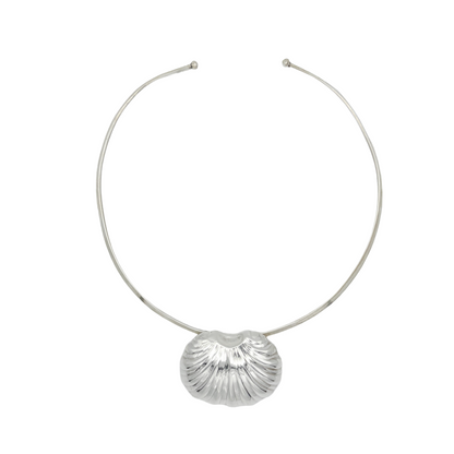 Vintage Sterling Statement Shell Torque Necklace