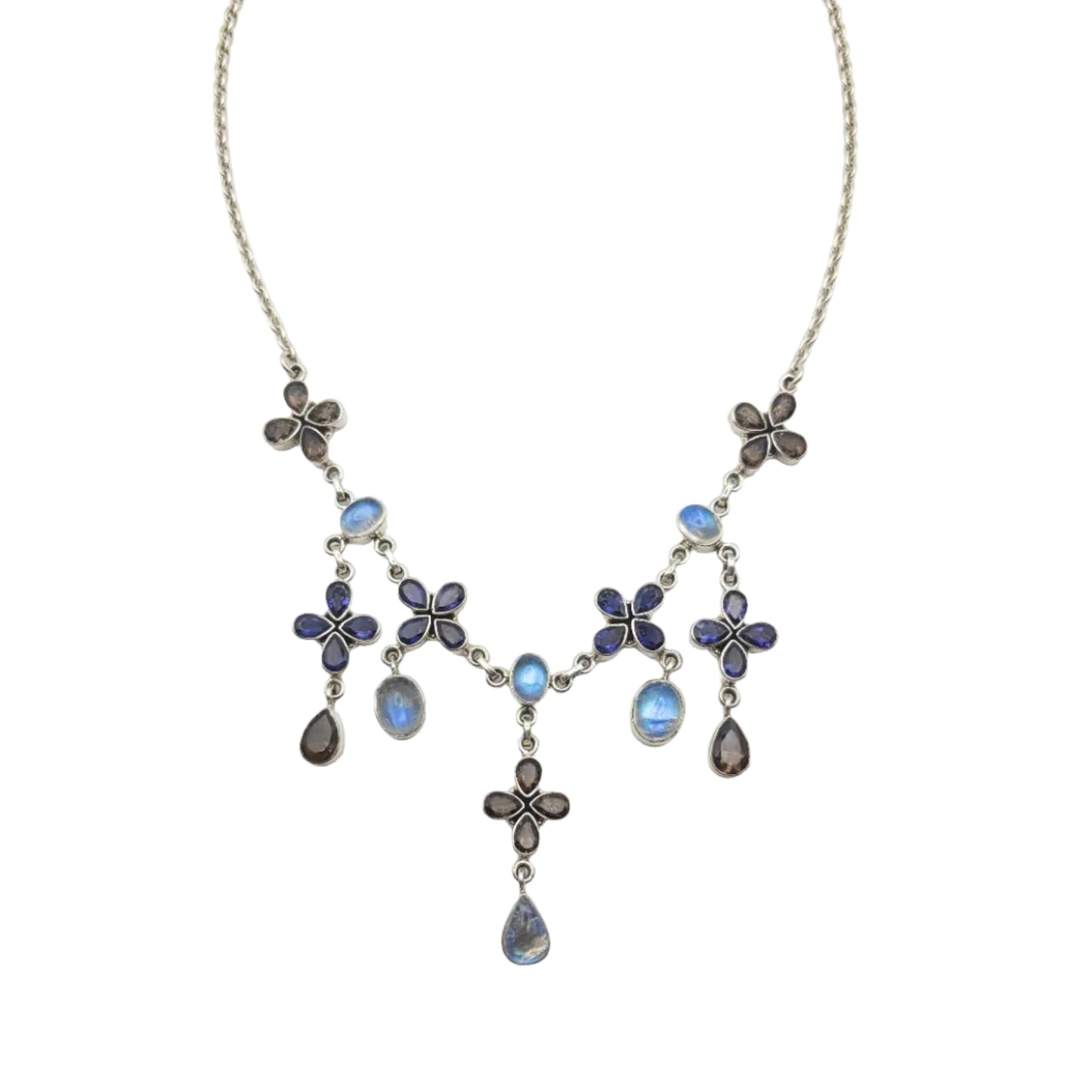 Vintage Sterling Nicky Butler Chandalier Lariat Necklace
