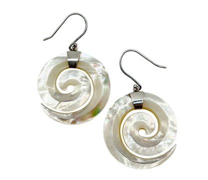 Vintage Sterling Mother of Pearl Swirl Earrings