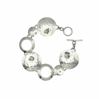 Vintage Sterling Hammer Disk Bracelet