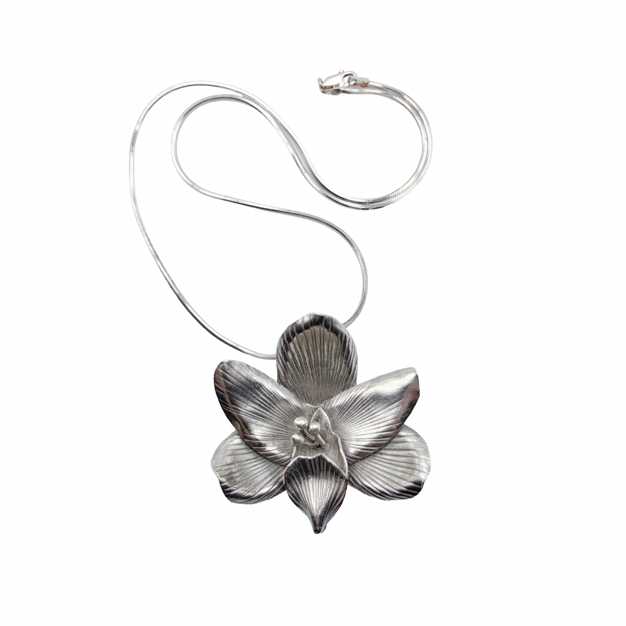 Vintage Sterling Statement Orchid Necklace