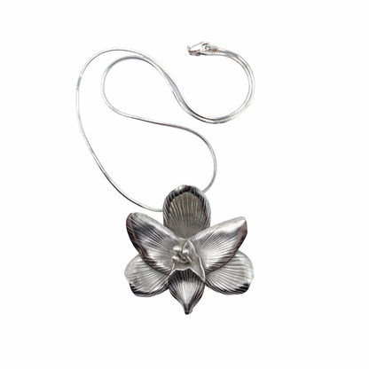 Vintage Sterling Statement Orchid Necklace