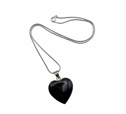 Vintage Sterling Heart Onyx Necklace