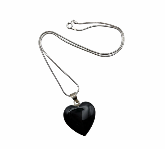 Vintage Sterling Heart Onyx Necklace