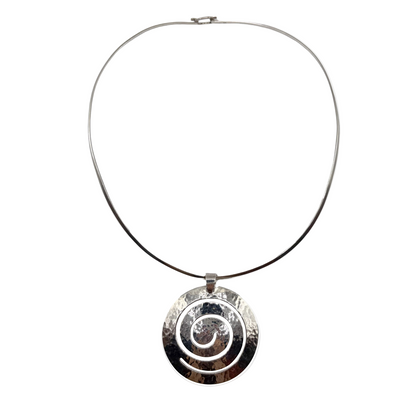 Vintage Sterling Swirl Pendant Torque Necklace